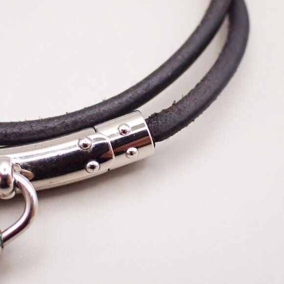 HERMES Viviride Leather Wrap Bracelet Choker with Heart Charm Accessory 66RL340 - Picture 3 of 9